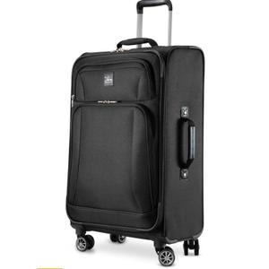 Skyway Epic Softside Medium Checked Luggage - Lightweight Suitcase with Wheels | TSA Approved Travel Bag | Spinner Suitcase | Large Luggage Set with Telescoping Handle, 24 inch, Black