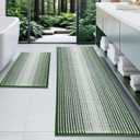 Bathroom Rugs and Mats Sets, 2 Piece Thick Absorbent Chenille Bath Mat Rug Set Non Slip, Soft Shaggy Bath Room Floor Mats for Bathroom, Machine Washable (Hunter Green, 20" x 60" Plus 20" x 32")
