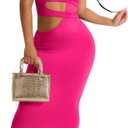 acelyn One Shoulder Maxi Dress for Women Cut Out Summer Sexy Bodycon Sleeveless Ruched Cocktail Club Party Outfit Sundress (Small, K-rose Red)