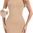 SLIMBELLE Built In Bra Strapless Shapewear Dress Slip for Women Tummy Control Full Slip Shaper Under Dresses (S)
