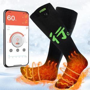 Heated Socks for Men Women, APP Control Electric Heated Socks Rechargeable Washable, Battery Heated Socks Foot Warmer Socks for Hiking Biking Camping Skiing Hunting Outdoor Work, Heating Thermal Socks, XL