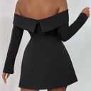 SOLY HUX Women's Off The Shoulder Mini Dress Long Sleeve A Line Elegant Cocktail Party Dresses (L)