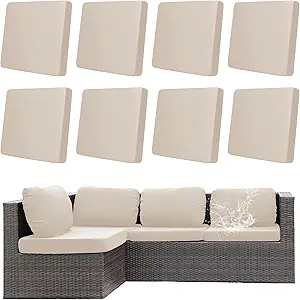 8Pcs Outdoor Cushions Covers Waterproof, Patio Cushion Covers, Stretch Cushion Covers Replacement,Cushion Slipcovers, Furniture Cushion Covers (Beige, 8PCS)