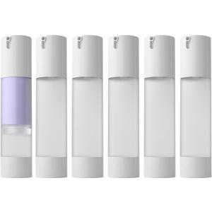 longway 1.7 Oz (50ML) Empty Refillable Airless Pump Bottle,Travel Foundation Containers,Airless Cosmetic Pump Bottle for Hand Sanitizer, Toner,Gel,Hair Oil, Lotion and Face Cream (Pack of 6, Frosted)