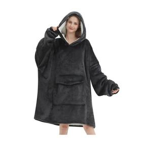 Mewkou Wearable Blanket Hoodie for Adult,Oversized Sherpa Fleece Blanket Hoodie for Women Men,Grey