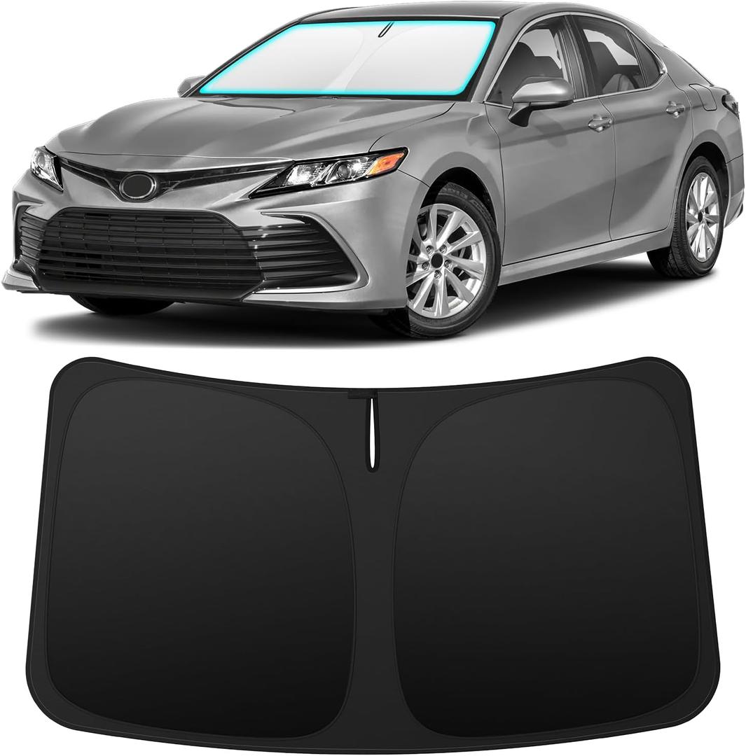 INSAUTO Custom Fit Windshield Sun Shade Accessories for Toyota Camry 2018-2024, Foldable Front Window Sunshade, UV & Heat Reflector, Keeps Interior Cool, Includes Storage Bag