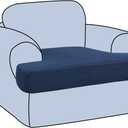 H.VERSAILTEX Stretch T Cushion Chair Sofa Slipcover T Cushion Covers for Living Room Armchair Couch Cover T Cushion Slipcover Seat Cover with Elastic Bands Thicker Jacquard Fabric, Navy, 9.9"D x 8.7"W x 2.8"H