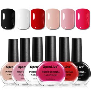 10ml Nude Pink Nail Polish Set 6 Colors Brown Red Purple All Seasons Neutral Color Quick Dry Nail Polish Set for Women Salon DIY Nail Art (OPE-6NP-KIT-04)