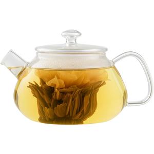 Viva Nicola All Borosilicate Glass Teapot with Tea Included, Lid, with Removable Infuser for Loose Leaf Tea - No Metal Or Plastic for The Perfect Brew, 25oz Tea Maker, Stove Top Safe, No Drip Spout