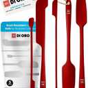 DI ORO Silicone Jar Spatulas for Scraping - Rubber Spatulas Silicone Heat Resistant - Kitchen Spatulas Nonstick Cookware Safe - Silicone Utensil Set for Blenders, Mixing, Baking, & Makeup (5pc, Red)