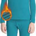 MANCYFIT Thermal Underwear for Boys Fleece Lined Long Johns Set Kids Base Layer Ultra Soft (Small, Jade)