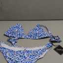 ZAFUL Women's 2 Piece Floral Print Swimsuit Triangle String High Cut Bikini Sets Bathing Suit (Medium, 1-blue Multicolor)