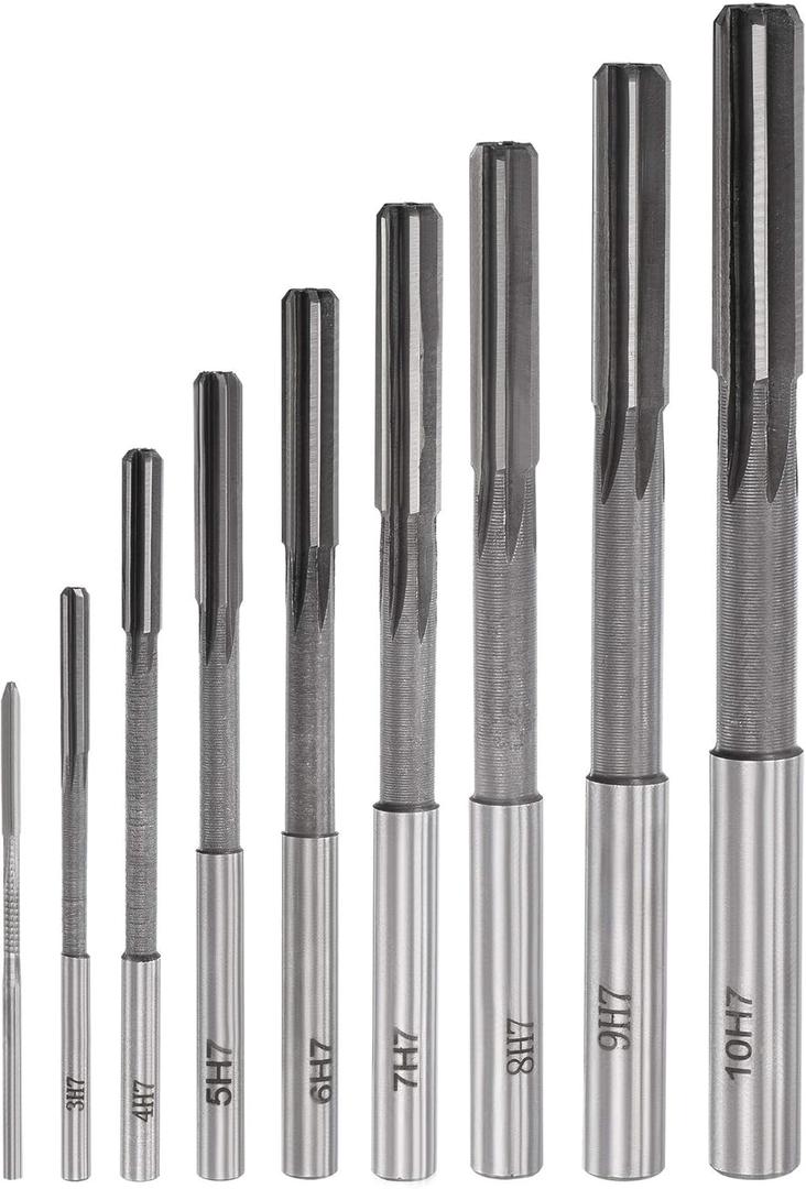 Uxcell Chucking Reamer Set Lathe Machine Reamer Straight Flute Milling Cutter High Speed Steel H7 Tolerance (2mm 3mm 4mm 5mm 6mm 7mm 8mm 9mm 10mm) 9pcs
