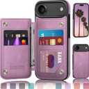 DJDUCK Designed for iPhone 17 Air Case Wallet with Card Holder, [Magnetic Clasp Cover] [RFID Blocking Leather Protection] Shockproof Women Men Cases 6.5 Inch for Apple 17 Air Light Purple