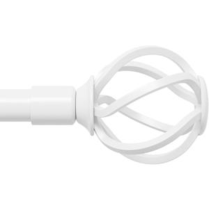 White Curtain Rods for Windows 32-50 inch with Twisted Cage Finials, Adjustable Heavy Duty Curtain Rods Set for Bedroom, Kitchen, Decorative 5/8" Diameter Curtain Rod