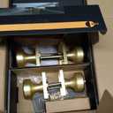 6 Pack Interior Door Knobs for Bath & Bed, Pismo Doorknob Turn Lock with Square Rosette, Satin Brass Door Knob with Lock