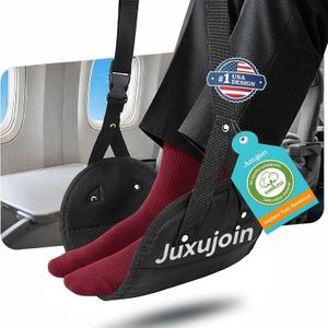Ergonomic Airplane Foot Hammock(Memory Foam)-Ultimate Comfort Foot Hammock for Plane Travel Essentials to Relax Your Feet, Portable Airplane Foot Rest with Adjustable Strap, Perfect for Long Flight (Black)