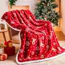 Ramees Christmas Throw Blanket, Christmas Decorations Blankets and Throws, Fuzzy Cozy Soft Warm Fleece Sherpa Winter Holiday Blanket for Bed Couch Sofa Reindeer Snowflakes, Was used