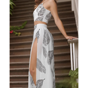 2 Piece Sets for Women Summer Sexy Double High Split Maxi Dresses Skirt Set Beach Swimwear Cover Ups Vacation Outfits size M