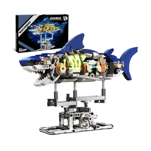 Ideas Mechanical Shark Building Set - with Display Stand and Light, Marine Animal with Linkage Function, for Adults, Ocean & Mechanical Enthusiasts. (Compatible with Legos)