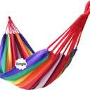Brazilian Single Hammock 1 Person Canvas 200X100cm Total Length 310cm Load 250kg Cotton Hammock for Garden Backyard Outdoor and Indoor Full Color, Single
