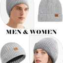 AlisOker Beanie Hat for Men Women, Unisex Warm Winter Knit Cap Soft Fleece Lined Hat (Gray)