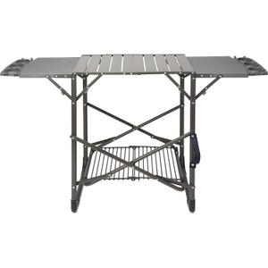 Cuisinart Take Along Grill Stand, Lightweight Portable Folding Table with Side Tables, Cup Holders, Tool Hooks and Storage Shelf, Collapsible Table, No Assembly Required for BBQs and Camping