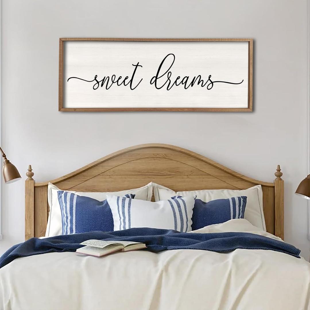 Master Bedroom Sweet Dreams Wall Decor Above Bed 40''×15'', Wood White
Large Sweet Dreams Sign, Farmhouse Wall Decor, Guest Room, Wood Rustic Framed Wall Art Hanging Decoration