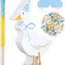 Silly Goose Birthday Party Decor Piata with Stick, Blindfold and Confetti for Blue Silly Goose Theme Birthday Baby Shower Nursery Decorations Gifts