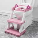 Potty Training Seat with Step Stool Ladder for Kids and Toddler,Wiifo Sturdy Potty Ladder with Soft Padded Cushion for Toddler Boys and Girls(Pink) 2025 New Version