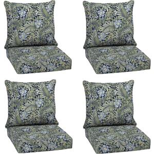 Arden Outdoor Deep Seat Cushion Set (4-Pack), 24 in x 24 in, Weather-Proof, Rain-Proof, Fade Resistant Patio Cushion for Chair, Sofa, and Couch Sapphire Morrison Floral