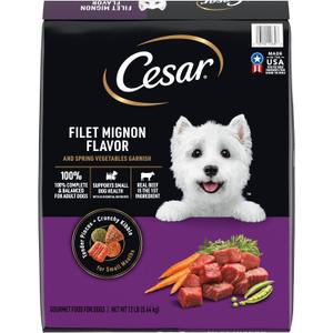 Cesar Small Breed Dry Dog Food for Small Dogs, Filet Mignon Flavor and Spring Vegetables Garnish, 12 lb Bag (EXP 03/13/27)