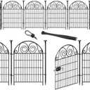 Tall Garden Animal Barrier Fence With Gate,40 in(H)27 in(L) 12 Panels Dog Digging Fence Barrier, Black Metal Temporary Fences, Reusable Defense Fencing For Outdoor Yard. Total 26.2 FtPatented