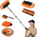 SISUPASSIE 16FT Car Wash Brush with Long Handle, Car Cleaning Brush Kit with Soft Bristle Brush, Solar Panel Cleaning Kit, Window Squeegee, Microfiber Mop, Wheel Brush, Mitt for Truck, RV, Boat