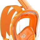 QingSong Kids Snorkel Mask Full Face, Snorkeling Set with Camera Mount, Foldable 180 Degree Panoramic View Snorkeling Gear Anti-Fog Anti-Leak (X-Small, Orange)
