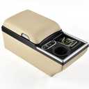 Coverado Universal Car Center Console with Wireless Charging & Cup Holder, Back Seat Organizers, Rear Bench Seat Central Armrest Box with Storage, for Most Vehicles, Easy Install, Beige