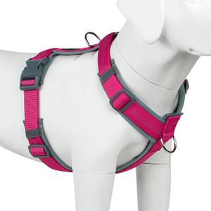 Plutus Pet No Pull Dog Harness, Adjustable Nylon Harness with Soft Padding, Reflective and Heavy Duty Dog Harness for Medium Dogs(Hot Pink, M)