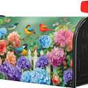 Spring Watercolor Flowers Mailbox Covers Magnetic Spring Welcome Outdoor Mailbox Cover Standard Size 21" X 25.5" Floral Bird Holiday Mailbox Wrap Post Letter Box Cover Decorative for Home Garden Yard