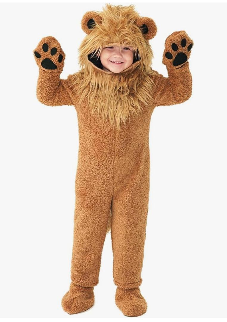 Kids Lion Costume Toddler Animal Jumpsuit Cosplay Halloween Dress up Outfit XS, 3-4 Yrs Old 
