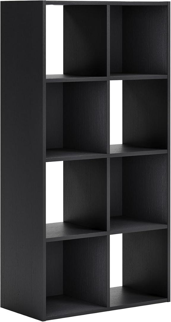 Signature Design by Ashley Langdrew Cube Storage Organizer, Eight‑Cube Matte Black Shelving for Closet Shelves and Storage Solutions, Engineered Wood, 23.74" x 47", 24"W x 12"D x 48"H