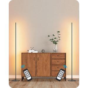 EDISHINE LED Corner Lamp, Set of 2 Minimalist Dimmable Tall Light with Remote, 57.5" Floor Lamps for Living Room, Bedroom, Home Office, 7 Color Temperature 2700-6000K (Black)