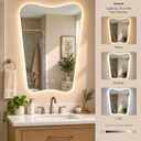 24 x 36 Inch Irregular LED Bathroom Mirror for Single-Sink Vanity