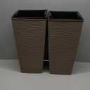 Mueller M-Resin Heavy Duty Tall Planter, Indoor/Outdoor Grande Plant, Tree, Flower Pot, 2-Piece Set, 18”, Modern Design, Built-in Drainage, Mocha