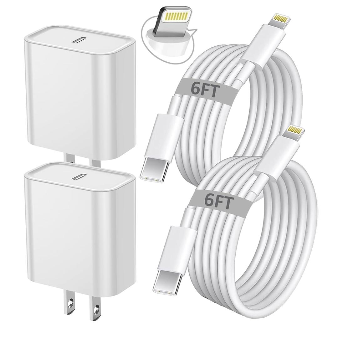 iPhone Fast Charger, iPhone Charger Fast Charging 2Pack PD 6FT Type C Quick USB C to Lightning Cable Cord Fast Charger iPhone USB C Wall Block Plug for iPhone14 13 12 11 Pro Max XR XS X, iPad, AirPods