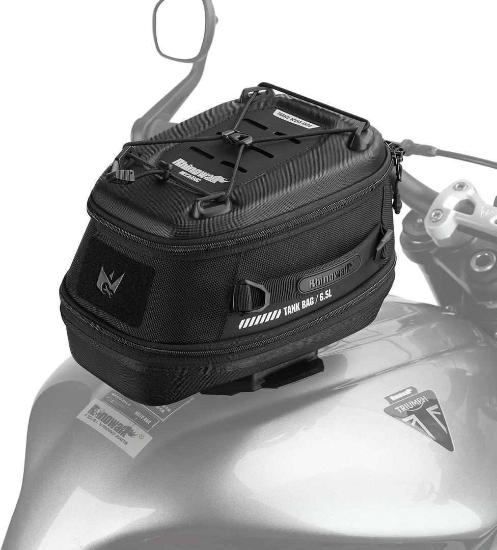 Rhinowalk Motorcycle Tank Bag Magnetic Quick Release 5-6.5L Expandable Capacity Motorbike Storage Bag Backpack with Rain Cover (Black)