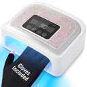Aedavey Cordless Nail Lamp, 120W Rechargeable UV Nail Lamp for Gel Nails, LED Nail Lamp with 4 Timer Modes, Gel Nail Light Decorate with Sparkling Nail Rhinestones Diamond