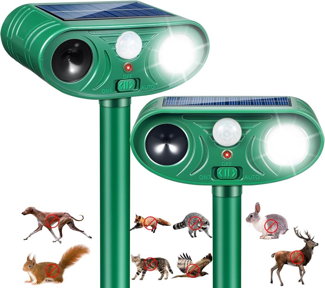 2026 Sonic Fortress Pro Deer Repellent Devices, Racoon Repellent Outdoor Squirrel Fortress Pro IP65 Animal Repeller Cat Deterrent with Motion Sensor&Flash Light to Scare Dog Out of Garden(2Pack)