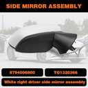 Right Passenger Side Mirror Assembly Compatible with Camry 2018-2024 Side Door Mirror with Power Glass and Manual Folding Replace 8794006800 TO1321366 (3Pins White)
