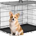 FDW 30 inch Dog Crate Dog Kennel Cage with Double Door Folding Metal Wire Dog Cage with Removable Tray&Divider Panel,Pet Crate for Medium Dogs,Black