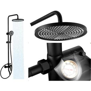 Outdoor Shower, 3 Functions Outdoor Shower Fixture SUS304 Stainless Steel Rain Shower Kit Faucet High Pressure Wall Mount 10 Inch Showerhead and Handheld Spray Combo,Single Handle, Matte Black